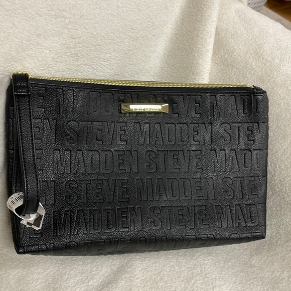 Steve Madden Handbags - Steve Madden Black Logo Clutch, NWT